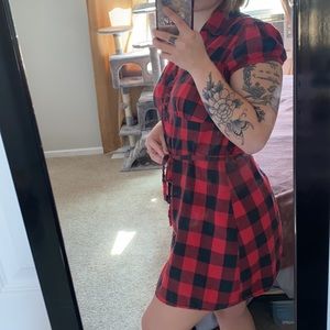 She’s Cool Red & Black Plaid Dress